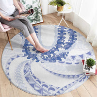 Aloha Lei Onaona Round Carpet Navy Blue Hawaiian Tribal Pattern LT9 - Polynesian Pride