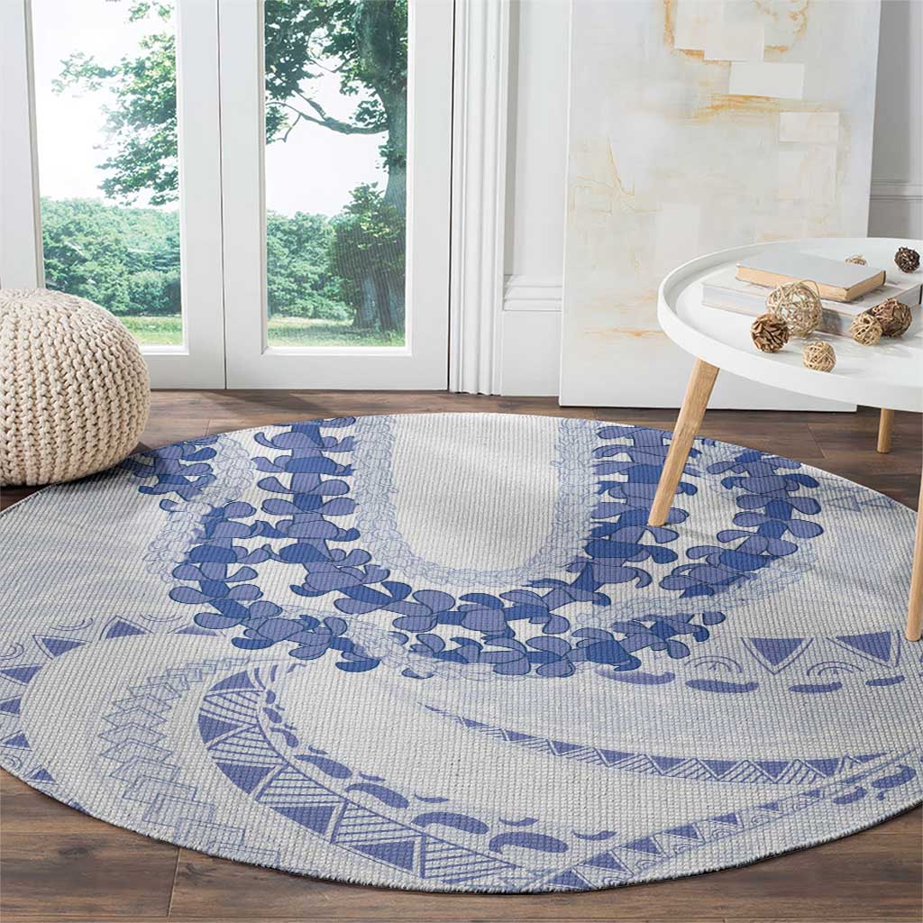Aloha Lei Onaona Round Carpet Navy Blue Hawaiian Tribal Pattern LT9 - Polynesian Pride