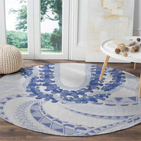 Aloha Lei Onaona Round Carpet Navy Blue Hawaiian Tribal Pattern LT9 - Polynesian Pride