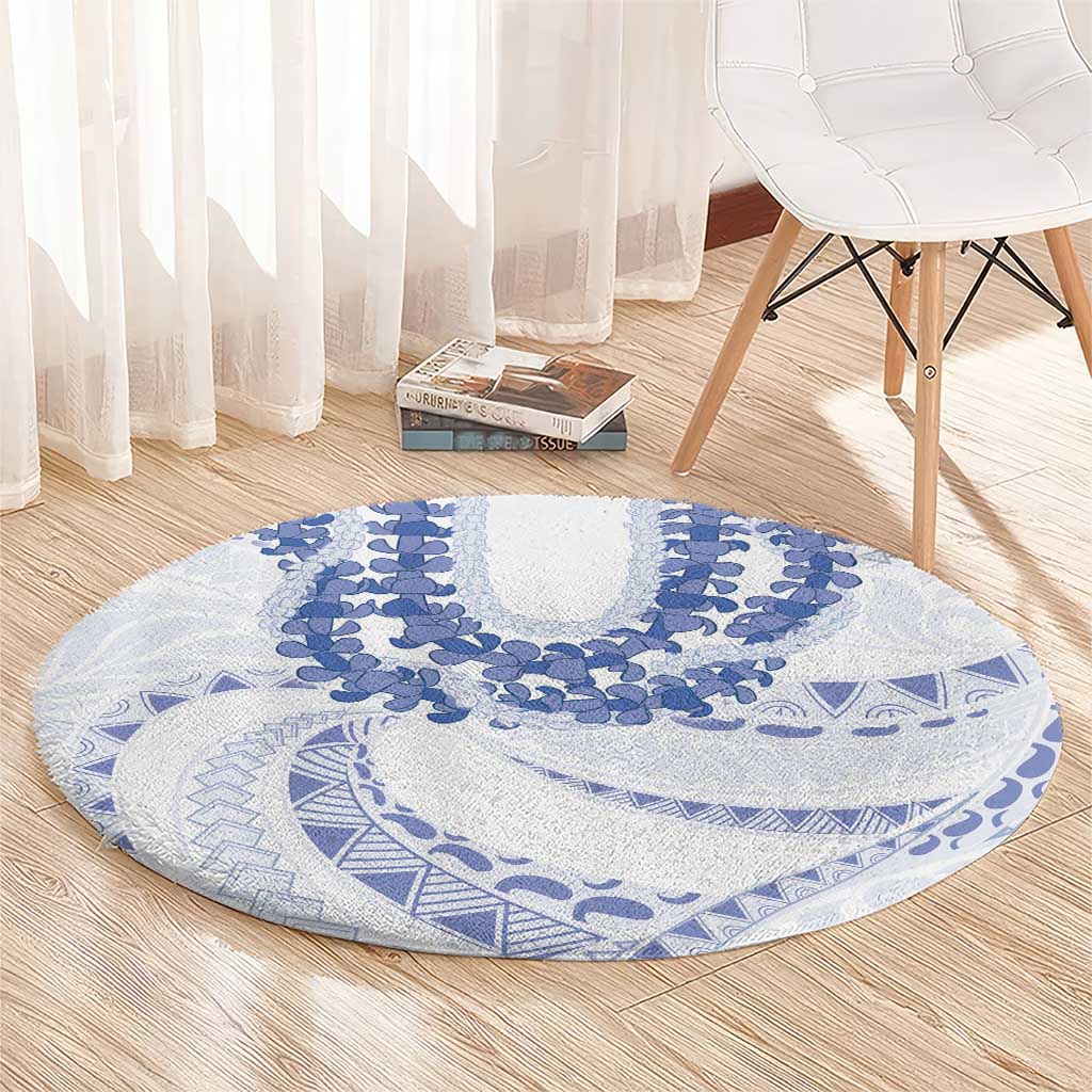 Aloha Lei Onaona Round Carpet Navy Blue Hawaiian Tribal Pattern LT9 - Polynesian Pride