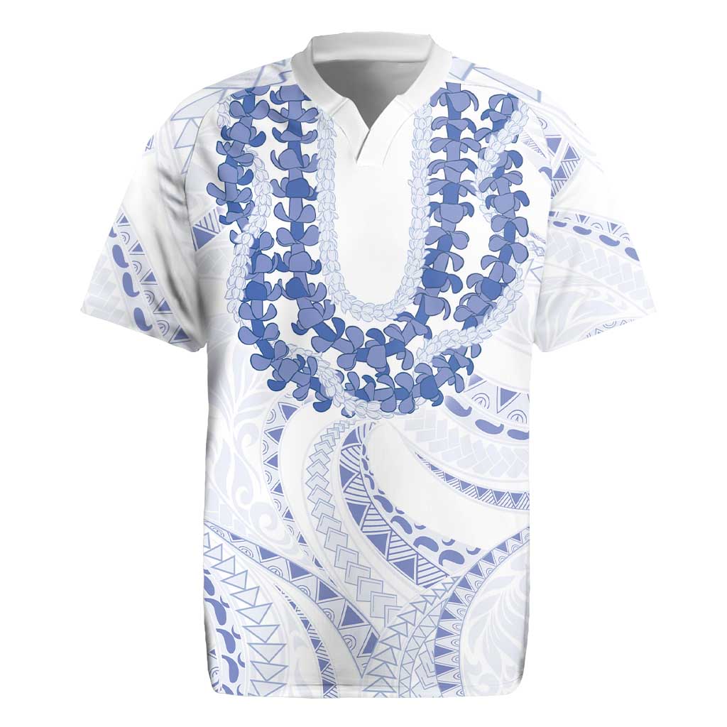 Aloha Lei Onaona Rugby Jersey Navy Blue Hawaiian Tribal Pattern LT9 Blue - Polynesian Pride