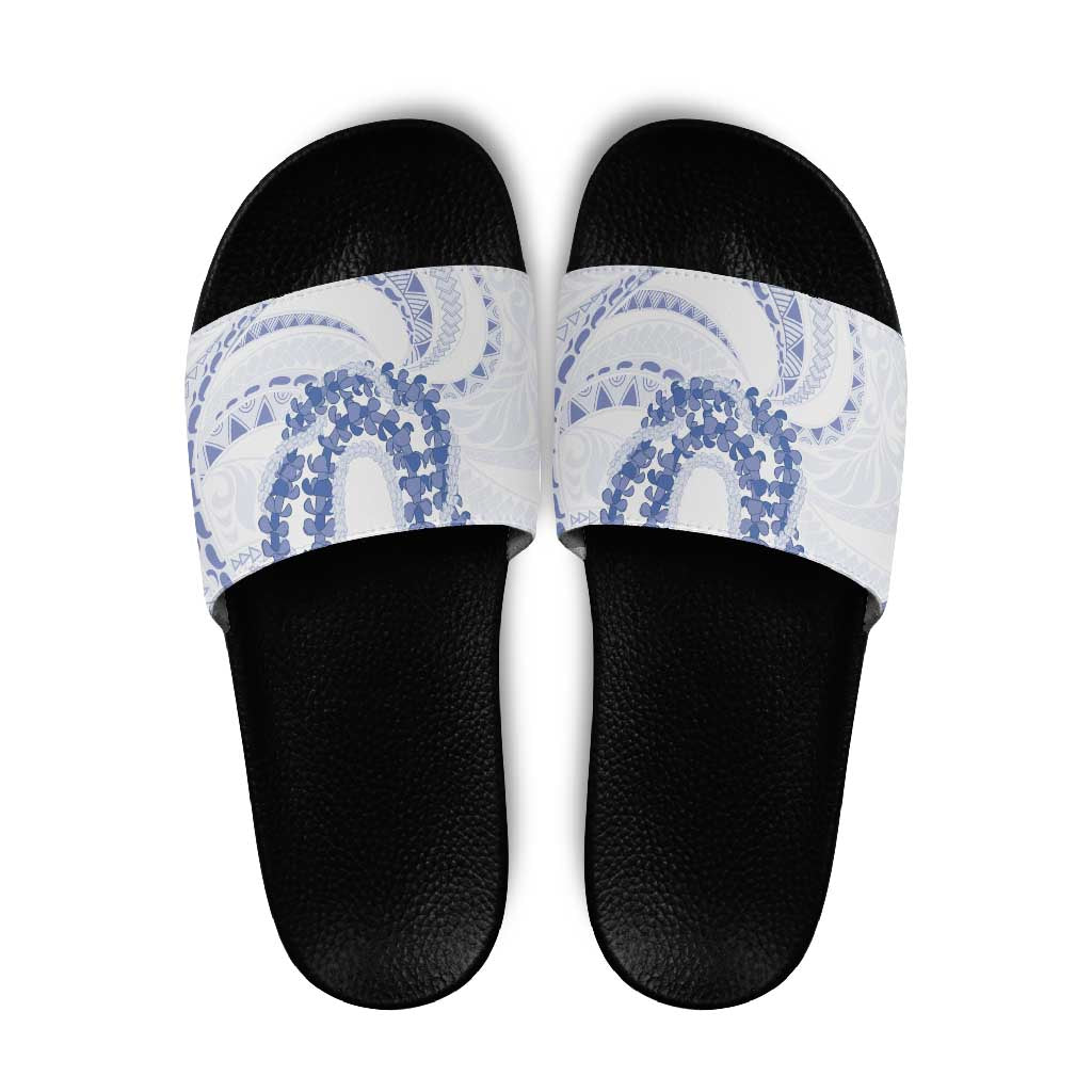 Aloha Lei Onaona Slide Sandals Navy Blue Hawaiian Tribal Pattern LT9 Blue - Polynesian Pride