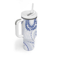 Aloha Lei Onaona Tumbler With Handle Navy Blue Hawaiian Tribal Pattern LT9 - Polynesian Pride