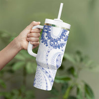 Aloha Lei Onaona Tumbler With Handle Navy Blue Hawaiian Tribal Pattern LT9 - Polynesian Pride
