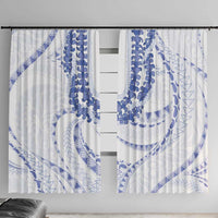 Aloha Lei Onaona Window Curtain Navy Blue Hawaiian Tribal Pattern LT9 With Hooks Blue - Polynesian Pride