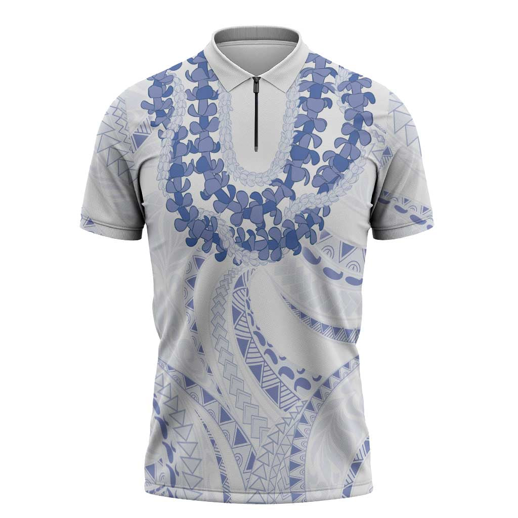 Aloha Lei Onaona Zipper Polo Shirt Navy Blue Hawaiian Tribal Pattern LT9 Blue - Polynesian Pride