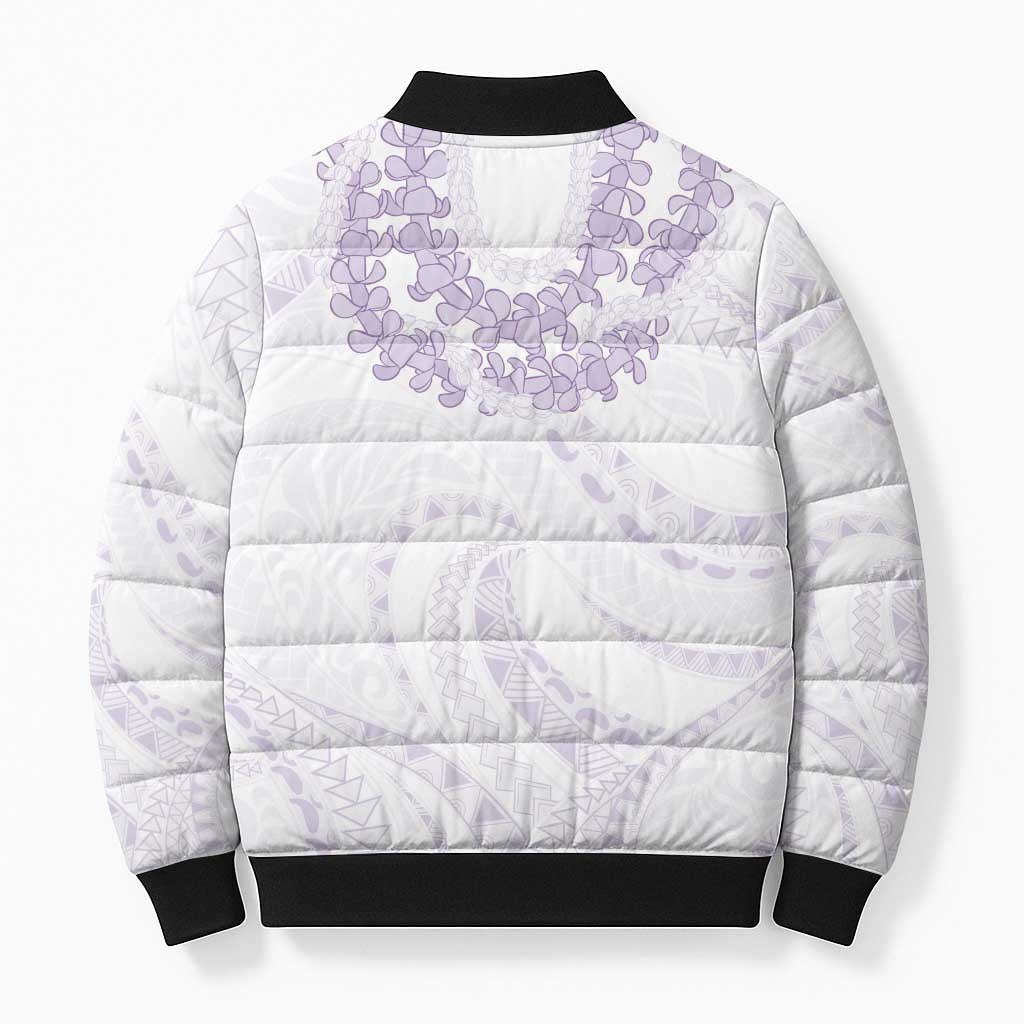 Aloha Lei Onaona Bomber Puffer Jacket Purple Hawaiian Tribal Pattern LT9 - Polynesian Pride
