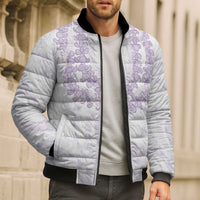 Aloha Lei Onaona Bomber Puffer Jacket Purple Hawaiian Tribal Pattern LT9 - Polynesian Pride