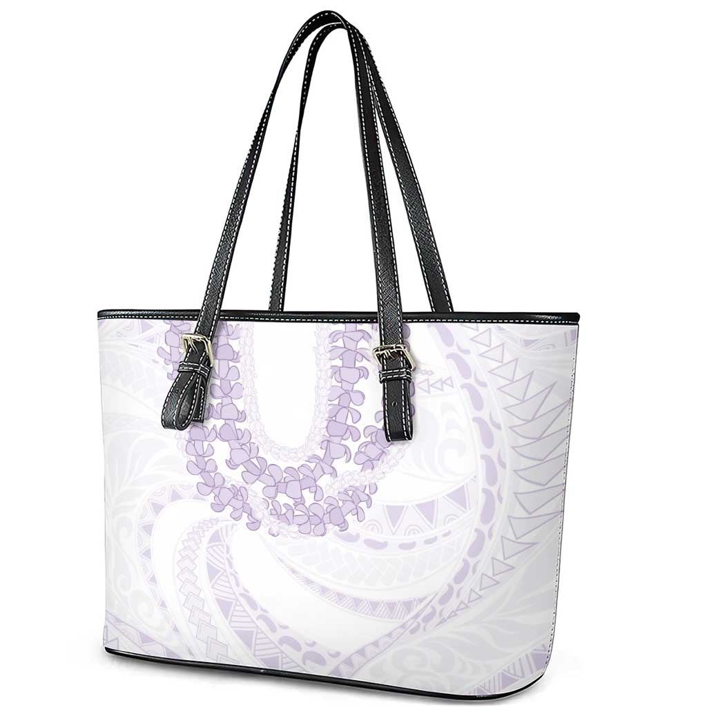 Aloha Lei Onaona Leather Tote Bag Purple Hawaiian Tribal Pattern LT9 - Polynesian Pride