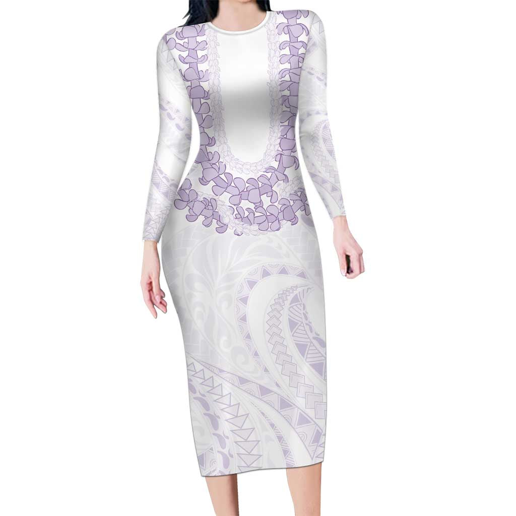 Aloha Lei Onaona Long Sleeve Bodycon Dress Purple Hawaiian Tribal Pattern LT9 Long Dress Purple - Polynesian Pride