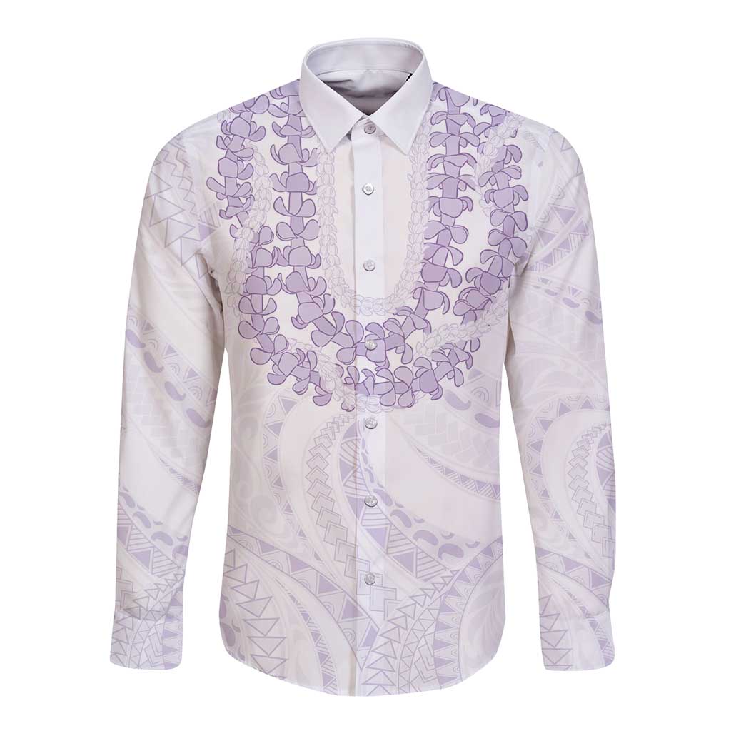 Aloha Lei Onaona Long Sleeve Button Shirt Purple Hawaiian Tribal Pattern LT9 Unisex Purple - Polynesian Pride