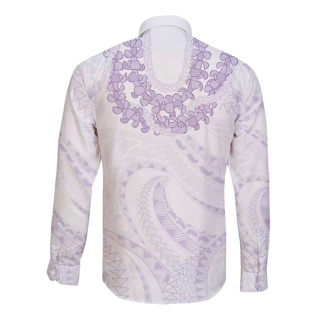 Aloha Lei Onaona Long Sleeve Button Shirt Purple Hawaiian Tribal Pattern LT9 - Polynesian Pride