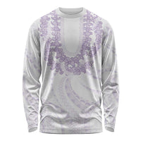 Aloha Lei Onaona Long Sleeve Shirt Purple Hawaiian Tribal Pattern LT9 Unisex Purple - Polynesian Pride