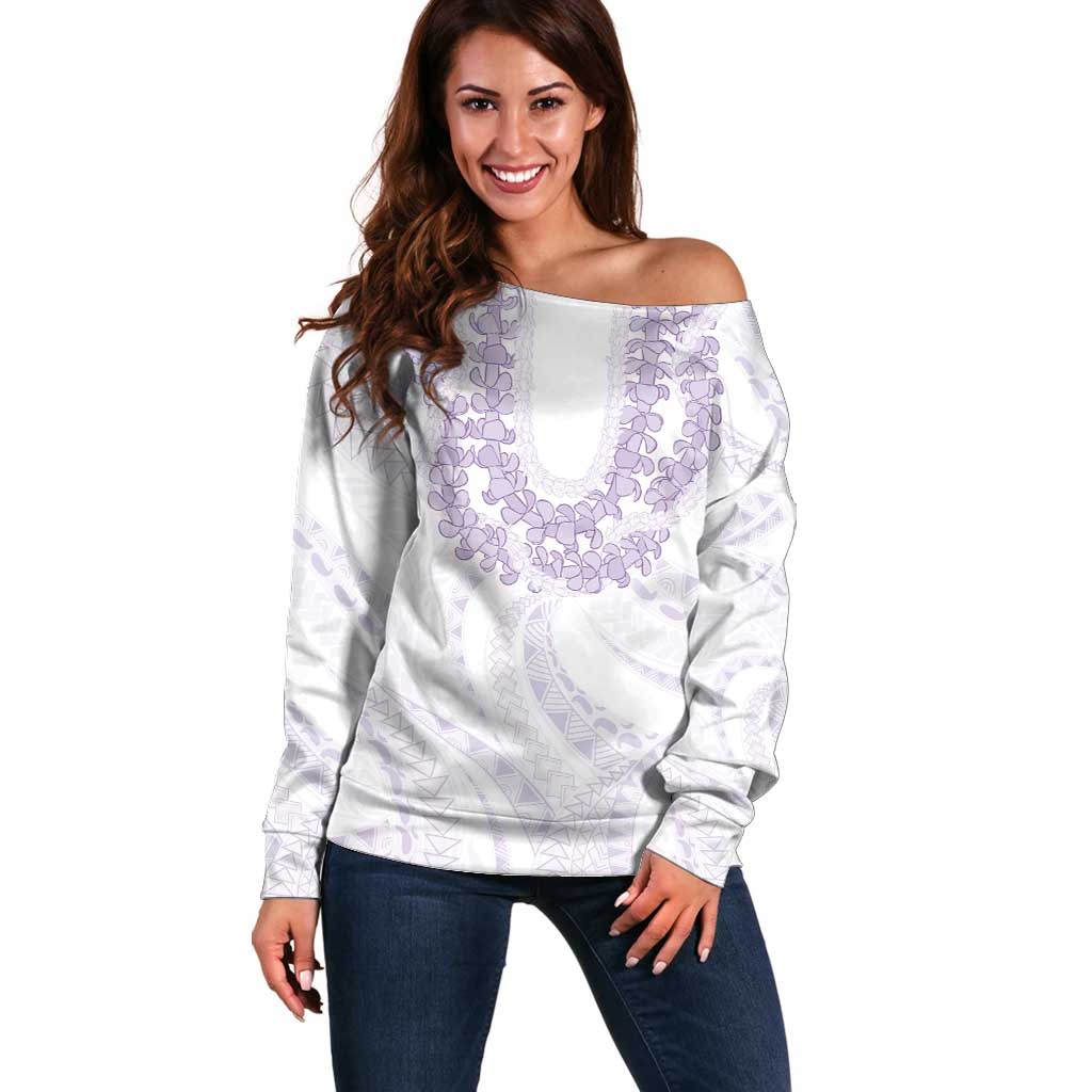 Aloha Lei Onaona Off Shoulder Sweater Purple Hawaiian Tribal Pattern LT9 Women Purple - Polynesian Pride
