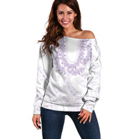 Aloha Lei Onaona Off Shoulder Sweater Purple Hawaiian Tribal Pattern LT9 Women Purple - Polynesian Pride