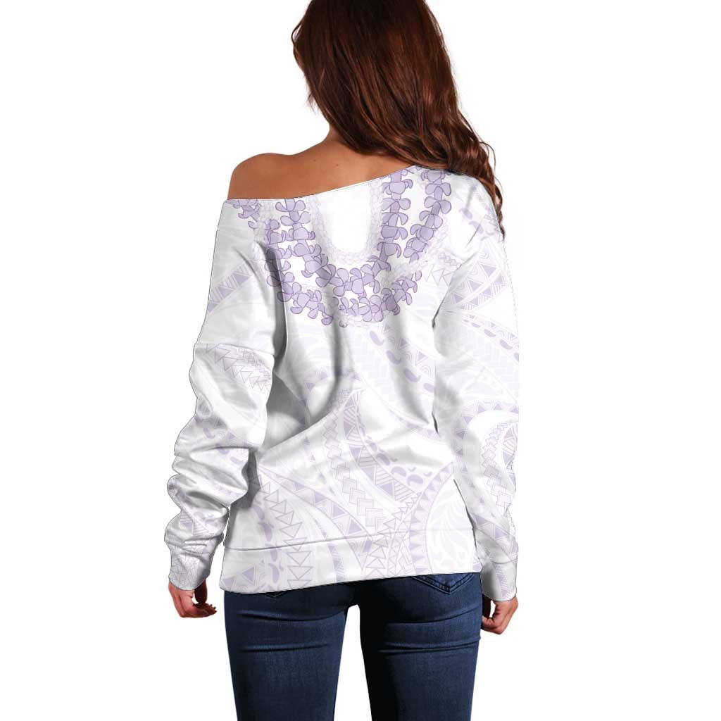 Aloha Lei Onaona Off Shoulder Sweater Purple Hawaiian Tribal Pattern LT9 - Polynesian Pride