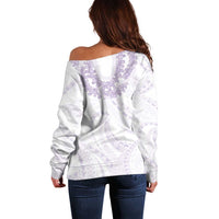 Aloha Lei Onaona Off Shoulder Sweater Purple Hawaiian Tribal Pattern LT9 - Polynesian Pride