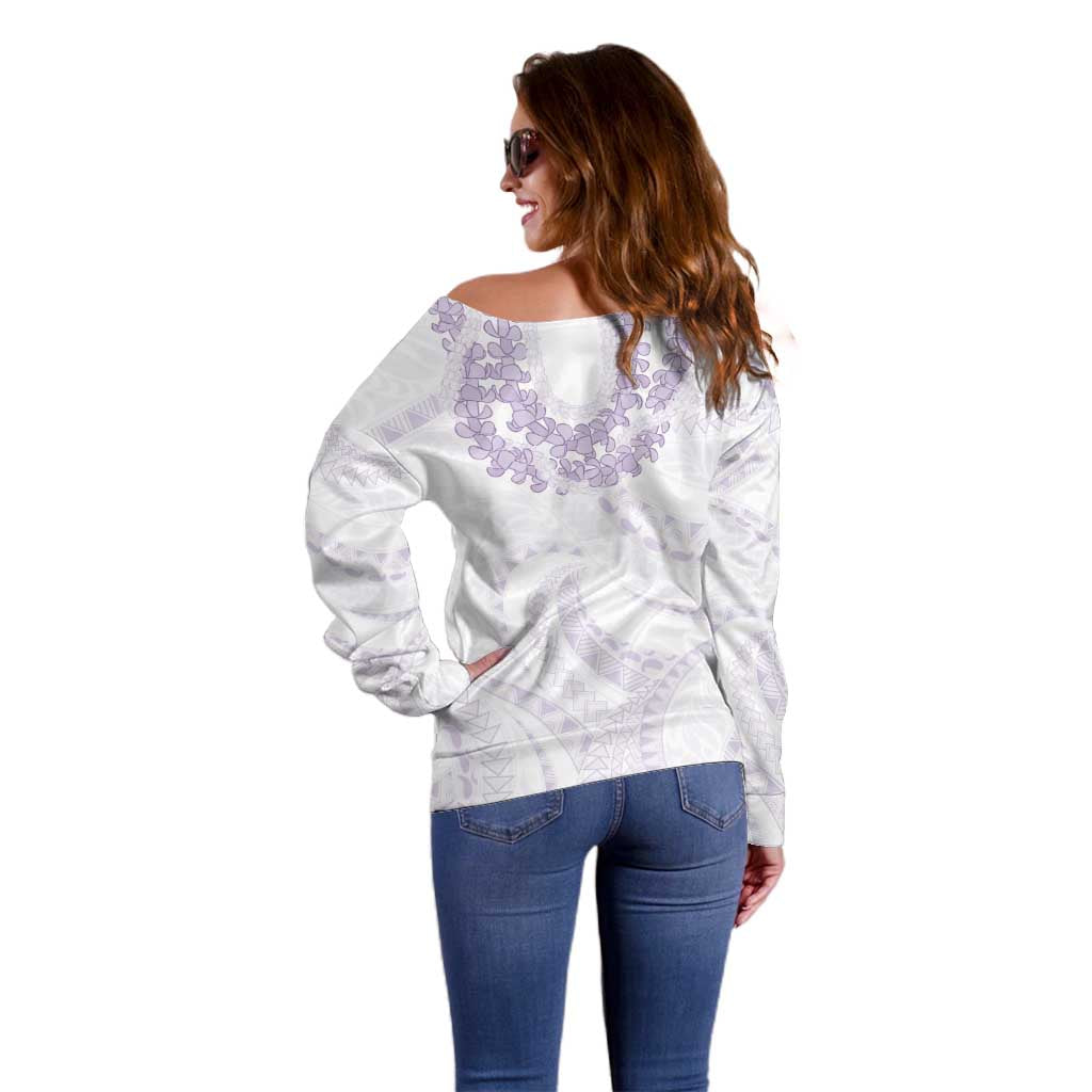 Aloha Lei Onaona Off Shoulder Sweater Purple Hawaiian Tribal Pattern LT9 - Polynesian Pride