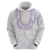Aloha Lei Onaona Zip Hoodie Purple Hawaiian Tribal Pattern LT9 - Polynesian Pride