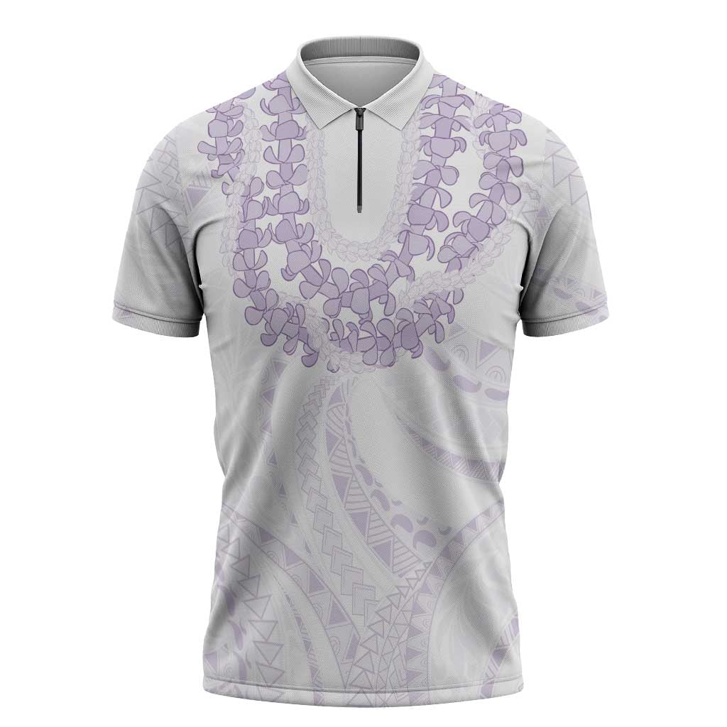 Aloha Lei Onaona Zipper Polo Shirt Purple Hawaiian Tribal Pattern LT9 Purple - Polynesian Pride