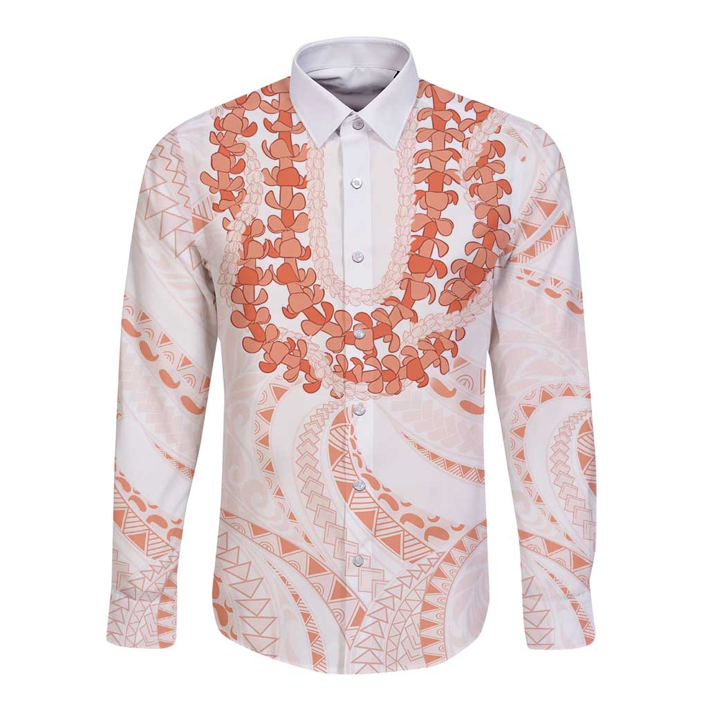 Aloha Lei Onaona Long Sleeve Button Shirt Red Hawaiian Tribal Pattern LT9 Unisex Red - Polynesian Pride