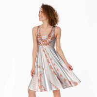 Aloha Lei Onaona Midi Dress Red Hawaiian Tribal Pattern LT9 - Polynesian Pride