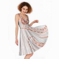 Aloha Lei Onaona Midi Dress Red Hawaiian Tribal Pattern LT9 - Polynesian Pride
