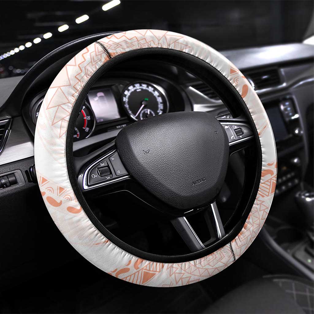 Aloha Lei Onaona Steering Wheel Cover Red Hawaiian Tribal Pattern LT9 Universal Fit Red - Polynesian Pride