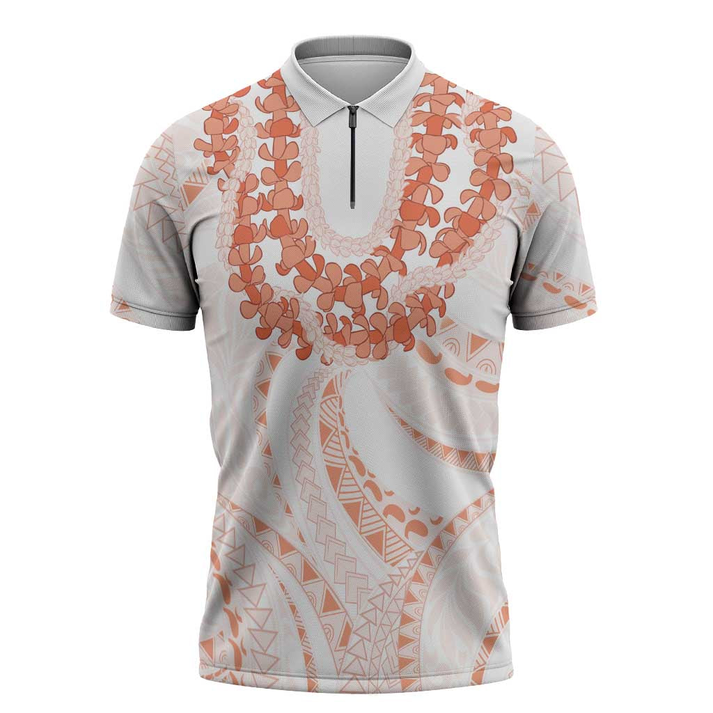 Aloha Lei Onaona Zipper Polo Shirt Red Hawaiian Tribal Pattern LT9 Red - Polynesian Pride