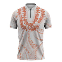 Aloha Lei Onaona Zipper Polo Shirt Red Hawaiian Tribal Pattern LT9 Red - Polynesian Pride