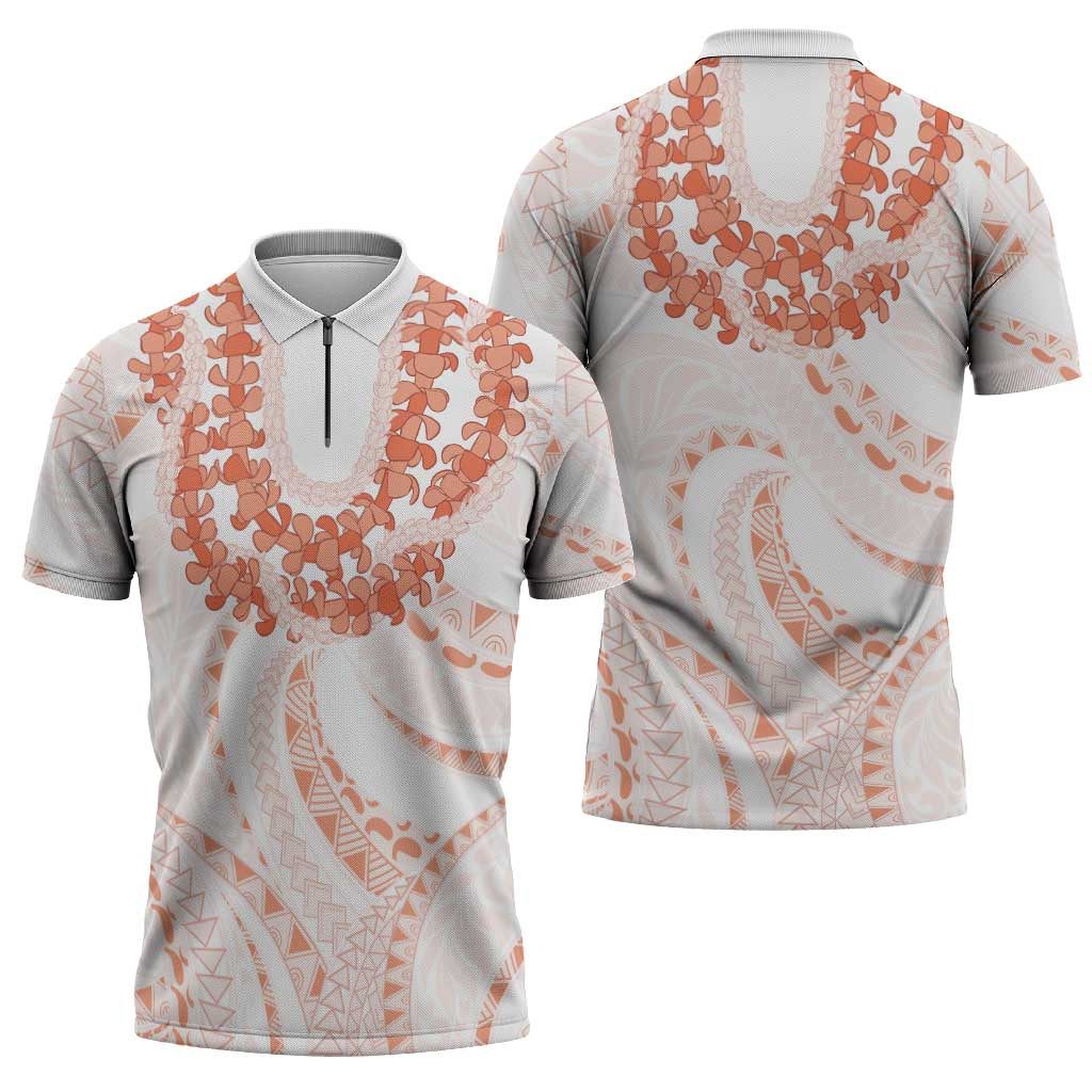 Aloha Lei Onaona Zipper Polo Shirt Red Hawaiian Tribal Pattern LT9 - Polynesian Pride