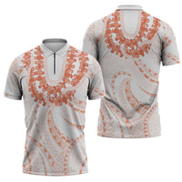 Aloha Lei Onaona Zipper Polo Shirt Red Hawaiian Tribal Pattern LT9 - Polynesian Pride
