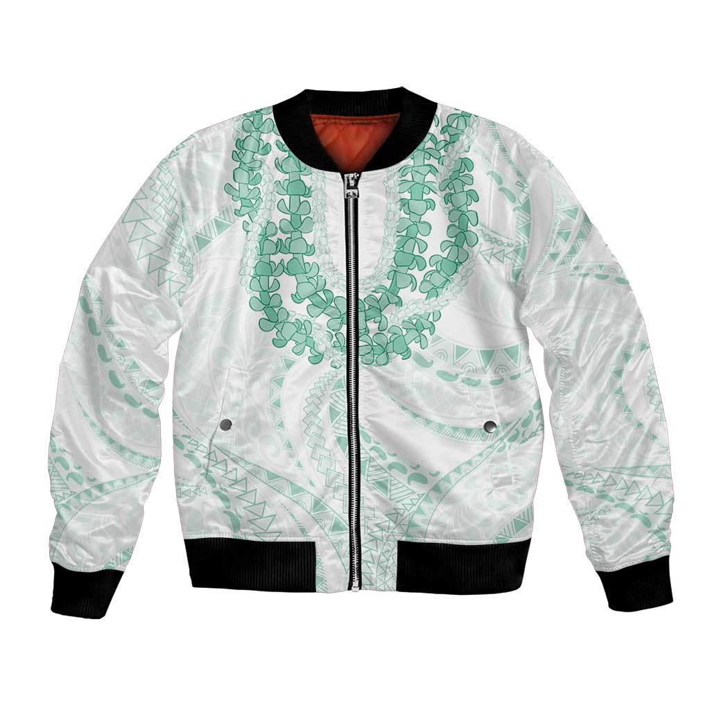 Aloha Lei Onaona Bomber Jacket Sage Green Hawaiian Tribal Pattern LT9 Unisex Green - Polynesian Pride