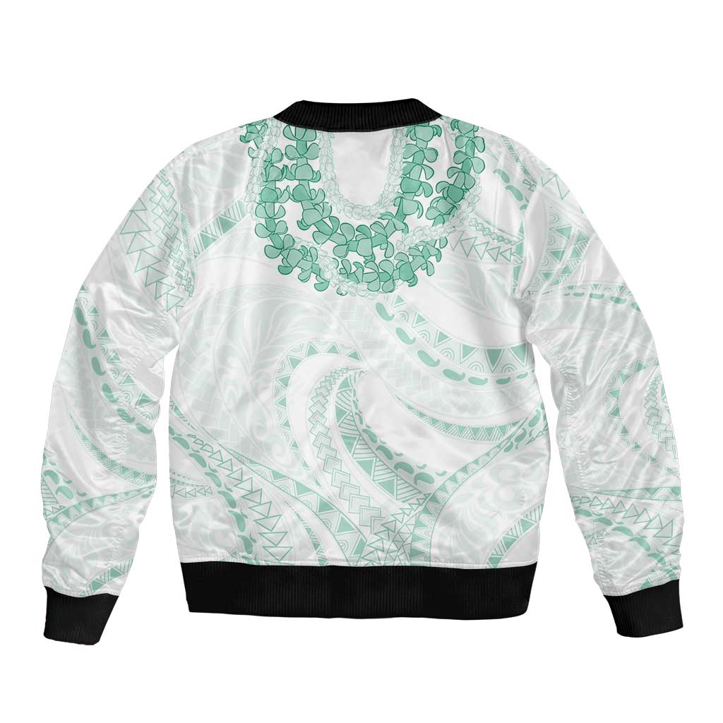 Aloha Lei Onaona Bomber Jacket Sage Green Hawaiian Tribal Pattern LT9 - Polynesian Pride