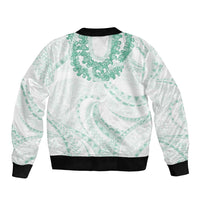 Aloha Lei Onaona Bomber Jacket Sage Green Hawaiian Tribal Pattern LT9 - Polynesian Pride