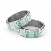 Aloha Lei Onaona Classic Ring Sage Green Hawaiian Tribal Pattern LT9 Sliver Green - Polynesian Pride