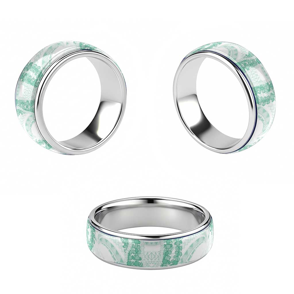 Aloha Lei Onaona Classic Ring Sage Green Hawaiian Tribal Pattern LT9 - Polynesian Pride