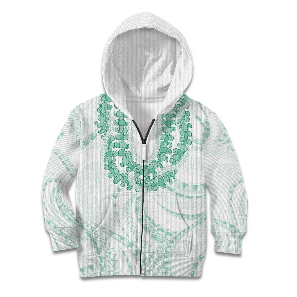 Aloha Lei Onaona Kid Hoodie Sage Green Hawaiian Tribal Pattern LT9 Zip Hoodie Green - Polynesian Pride