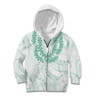 Aloha Lei Onaona Kid Hoodie Sage Green Hawaiian Tribal Pattern LT9 Zip Hoodie Green - Polynesian Pride