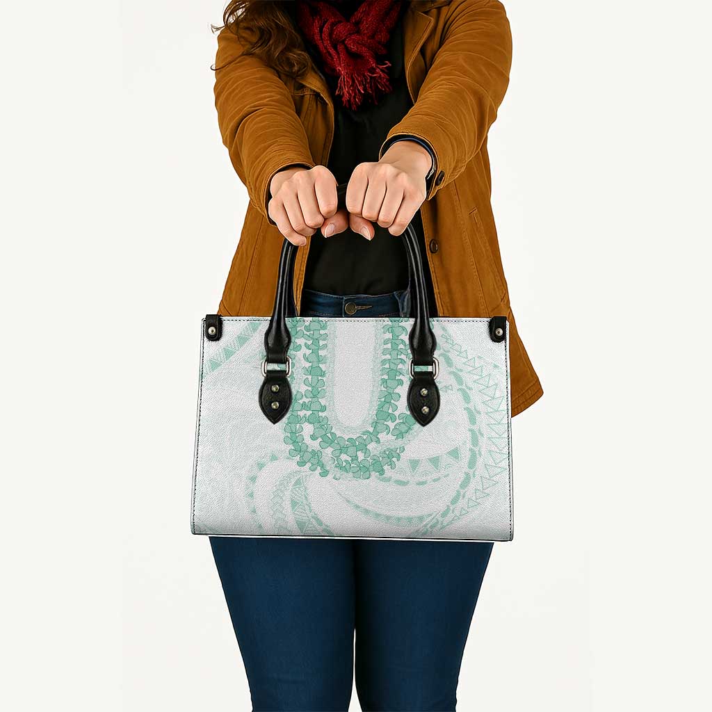 Aloha Lei Onaona Leather Bag Sage Green Hawaiian Tribal Pattern LT9 - Polynesian Pride