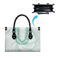 Aloha Lei Onaona Leather Bag Sage Green Hawaiian Tribal Pattern LT9 - Polynesian Pride