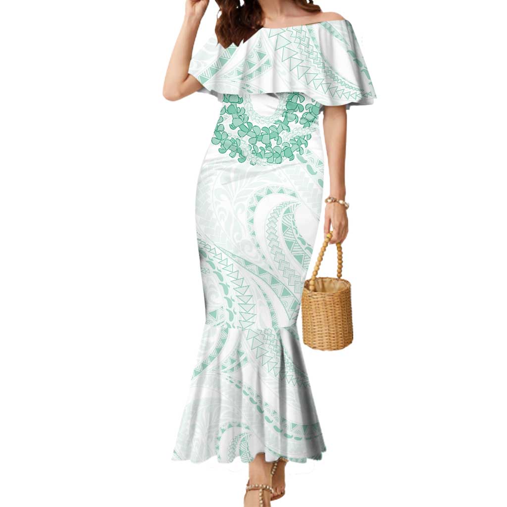 Aloha Lei Onaona Mermaid Dress Sage Green Hawaiian Tribal Pattern LT9 Women Green - Polynesian Pride