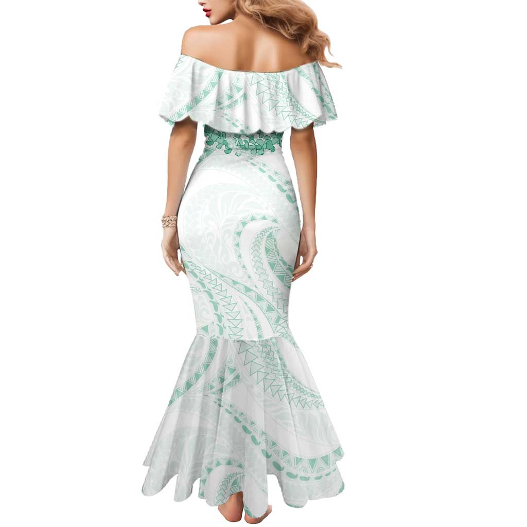 Aloha Lei Onaona Mermaid Dress Sage Green Hawaiian Tribal Pattern LT9 - Polynesian Pride