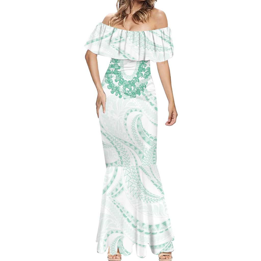 Aloha Lei Onaona Mermaid Dress Sage Green Hawaiian Tribal Pattern LT9 - Polynesian Pride