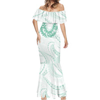 Aloha Lei Onaona Mermaid Dress Sage Green Hawaiian Tribal Pattern LT9 - Polynesian Pride