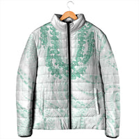 Aloha Lei Onaona Padded Jacket Sage Green Hawaiian Tribal Pattern LT9 - Polynesian Pride