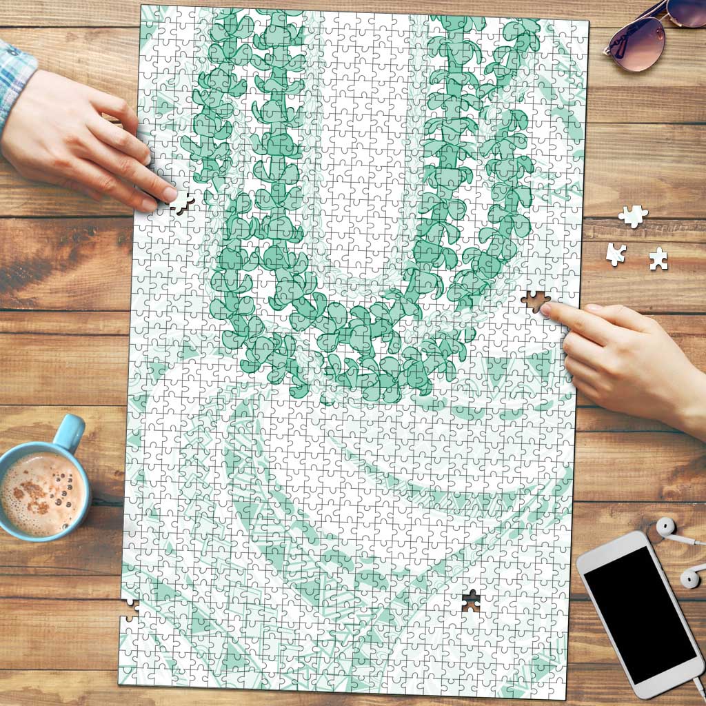 Aloha Lei Onaona Puzzle Sage Green Hawaiian Tribal Pattern LT9 Green - Polynesian Pride