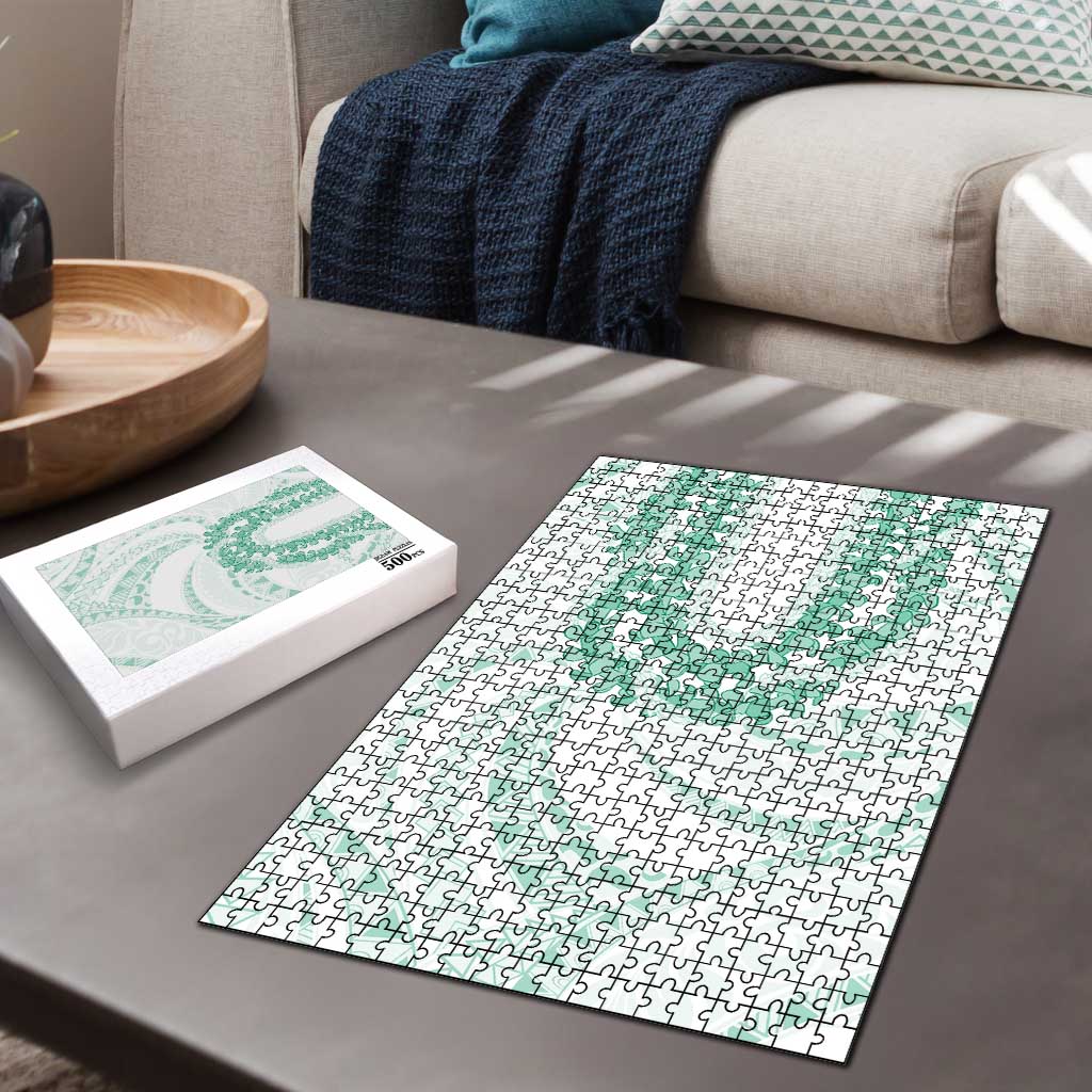 Aloha Lei Onaona Puzzle Sage Green Hawaiian Tribal Pattern LT9 - Polynesian Pride