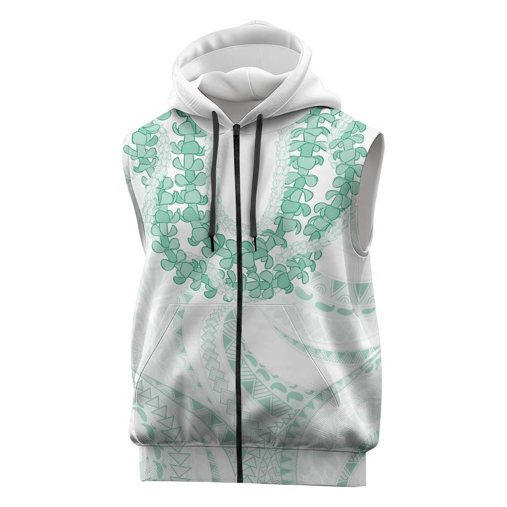 Aloha Lei Onaona Sleeveless Zip Hoodie Sage Green Hawaiian Tribal Pattern LT9 Green - Polynesian Pride
