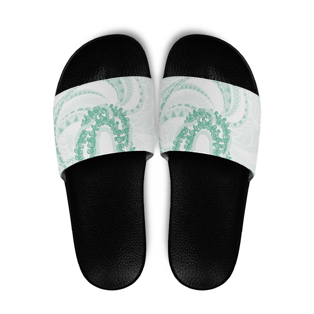 Aloha Lei Onaona Slide Sandals Sage Green Hawaiian Tribal Pattern LT9 Green - Polynesian Pride